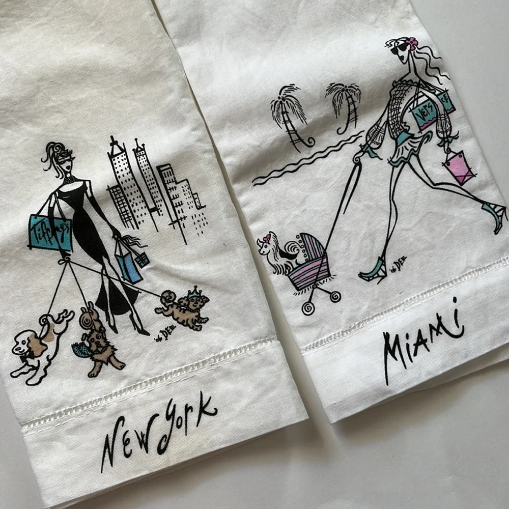 Las Vegas and Hollywood City Girls kitchen tea towel set